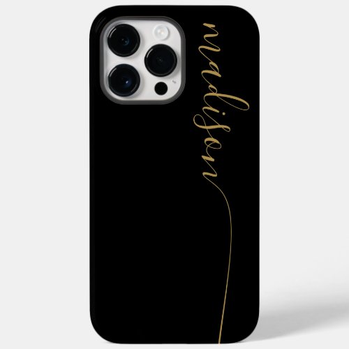 Elegant Monogram Black Gold Script Case_Mate iPhone 14 Pro Max Case