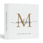 Elegant Monogram Black Gold Script Office School 3 Ring Binder Elegant Monogram Black Gold Script Office School 3 Ring Binder