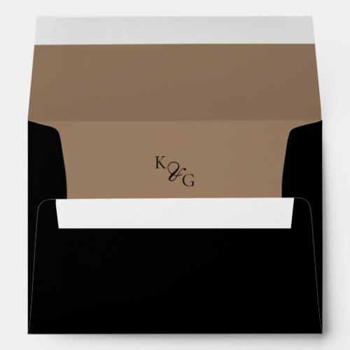 Elegant Monogram Black  Gold Wedding Envelope