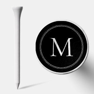 Elegant Monogram Black Golf Tees