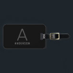 Elegant Monogram Black Gray Custom  Luggage Tag<br><div class="desc">Elegant and Professional Monogram Initial Name Custom Printed Luggage Tag in black,  white,  and gray looks classic and masculine on any black luggage,  making your bag easy to identify without standing out in an obnoxious way so you always look classy,  professional,  and clean and put together.</div>