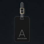 Elegant Monogram Black Gray Custom  Luggage Tag<br><div class="desc">Elegant and Professional Monogram Initial Name Custom Printed Luggage Tag in black,  white,  and gray looks classic and masculine on any black luggage,  making your bag easy to identify without standing out in an obnoxious way so you always look classy,  professional,  and clean and put together.</div>