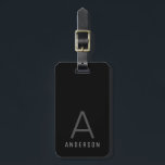 Elegant Monogram Black Gray Custom  Luggage Tag<br><div class="desc">Elegant and Professional Monogram Initial Name Custom Printed Luggage Tag in black,  white,  and gray looks classic and masculine on any black luggage,  making your bag easy to identify without standing out in an obnoxious way so you always look classy,  professional,  and clean and put together.</div>