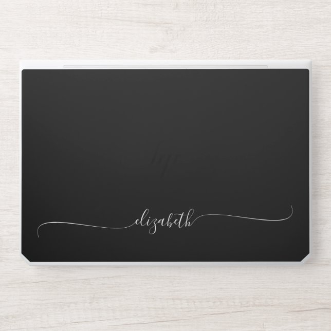 Elegant Monogram Black HP Laptop Skin (Front)