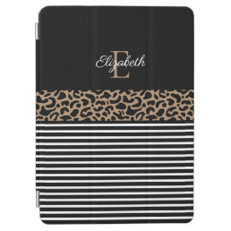 Elegant Monogram black Leopard Animal Print iPad Air Cover