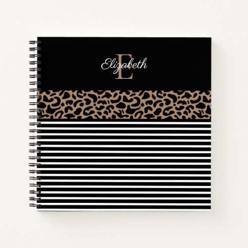 Elegant Monogram black Leopard Animal Print Notebo Notebook