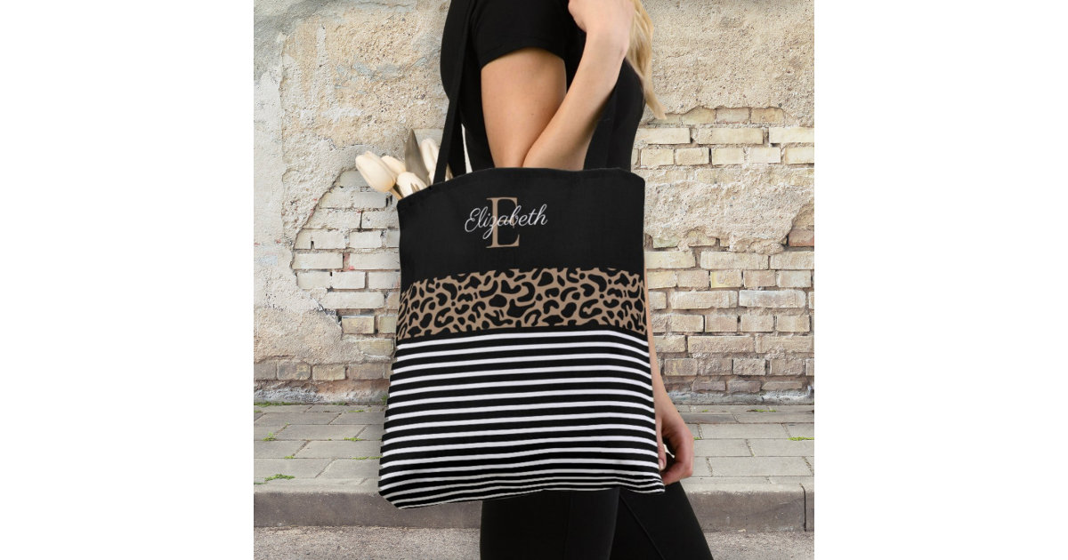 Monogrammed Leopard Tote Bag