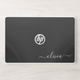Elegant monogram black marble stone Laptop skin