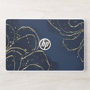 Elegant monogram black marble stone Laptop skin