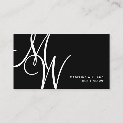 Elegant Monogram Black Modern Script Initials Name Business Card