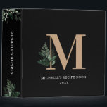 Elegant monogram Black recipe book 3 Ring Binder<br><div class="desc">The design on this binder features an elegant monogram with watercolor foliage. The black color and monogram text can be personalized..</div>