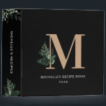 Elegant monogram Black recipe book 3 Ring Binder<br><div class="desc">The design on this binder features an elegant monogram with watercolor foliage. The black color and monogram text can be personalized..</div>