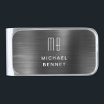 Elegant Monogram Black Silver Finish Money Clip<br><div class="desc">Elegant Monogram Black Silver Finish Money Clip.</div>