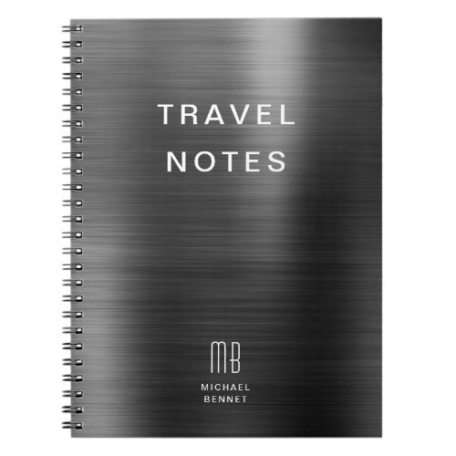 Elegant Monogram Black Travel Notebook