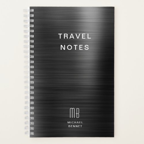 Elegant Monogram Black Travel Notebook