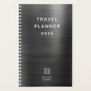 Elegant Monogram Black Travel Planner