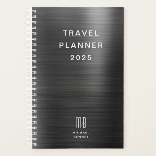 Elegant Monogram Black Travel Planner