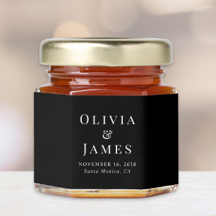 Elegant Monogram Black Wedding Honey Jar Favors