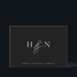 Elegant Monogram Black Wedding Thank You Card<br><div class="desc">Elegant wedding monogram thank you card. This wedding monogram card features elegant script ampersand and classic typography. Personalize by adding your own monogram and other details. This minimalist monogram wedding thank you card will also be perfect as a couple's stationery.</div>