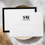 Elegant Monogram Black White Border Minimalist Envelope<br><div class="desc">Elegant Monogram Black White Border Minimalist Personalized Stationery Envelopes</div>