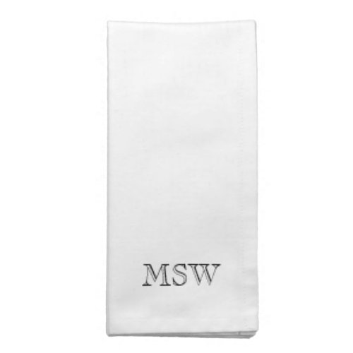 Elegant monogram black white custom initials chic cloth napkin