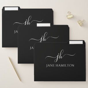 Elegant Monogram Black White File Folder