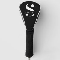 Elegant Monogram | Black White Golf Head Cover
