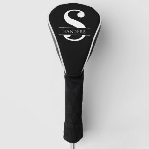 Elegant Monogram   Black White Golf Head Cover