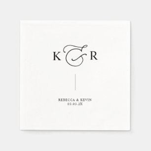 Elegant Monogram Black White Personalized Wedding Napkins