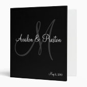 Elegant Monogram Black &amp; White Wedding Binder | Zazzle