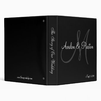 Elegant Monogram Black &amp; White Wedding Binder | Zazzle