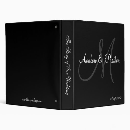 Elegant Monogram Black &amp; White Wedding Binder | Zazzle