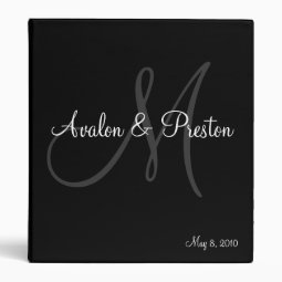 Elegant Monogram Black &amp; White Wedding Binder | Zazzle