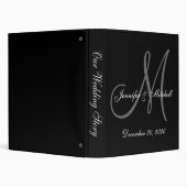 Elegant Monogram Black &amp; White Wedding Binder | Zazzle