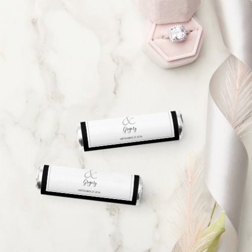 Elegant Monogram Black  White Wedding  Breath Savers Mints