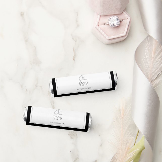 Elegant Monogram Black & White Wedding  Breath Savers® Mints (Wedding)