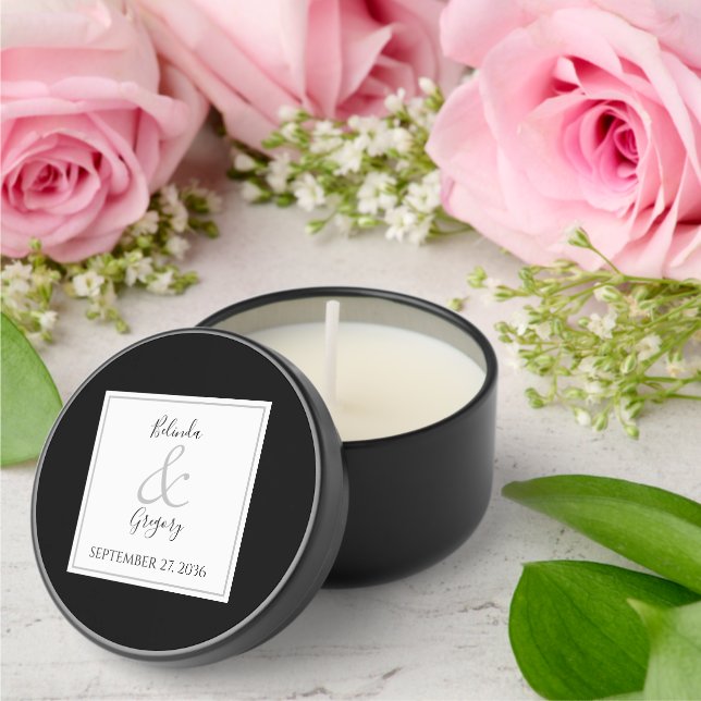 Elegant Monogram Black & White Wedding Mini Candle Favors (Insitu (Wedding))
