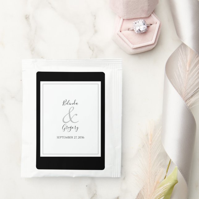 Elegant Monogram Black & White Wedding  Tea Bag Drink Mix (Wedding)