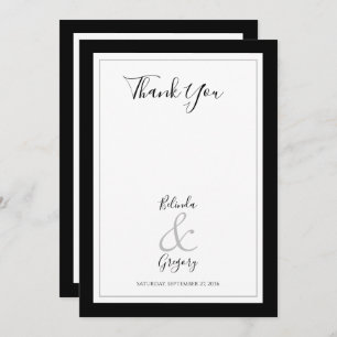 Elegant Monogram Black & White Wedding Thank You Card