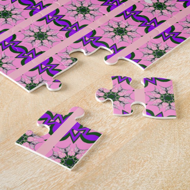 Elegant Monogram Bloom: Beautifully Personal Motif Jigsaw Puzzle (Side)