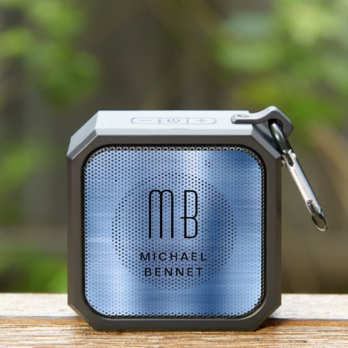 Elegant Monogram Blue Bluetooth Speaker