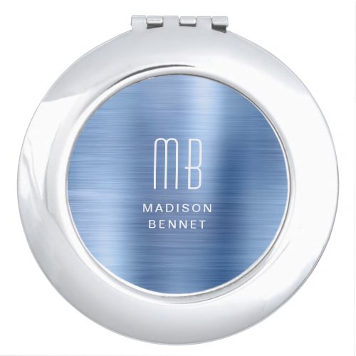 Elegant Monogram Blue  Compact Mirror