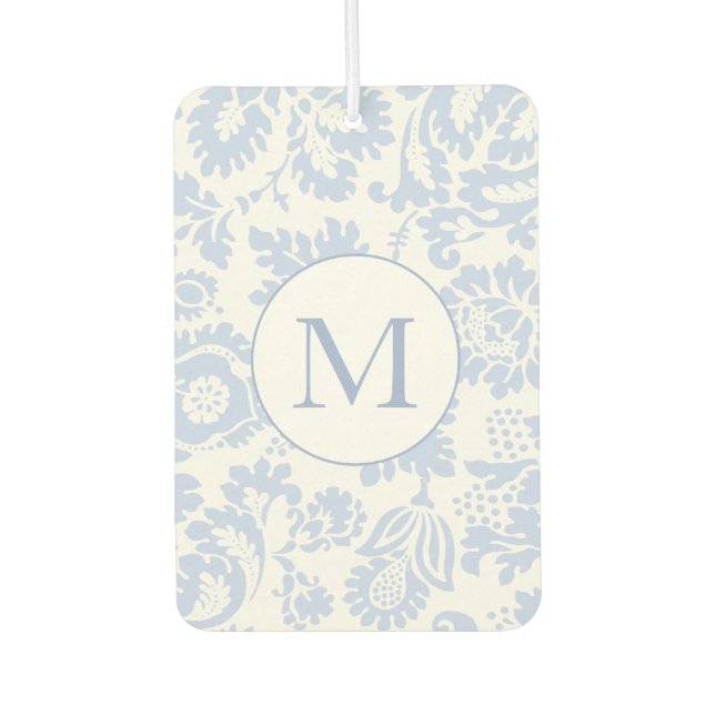 Elegant Monogram Blue Floral Botanical Air Freshener (Front)