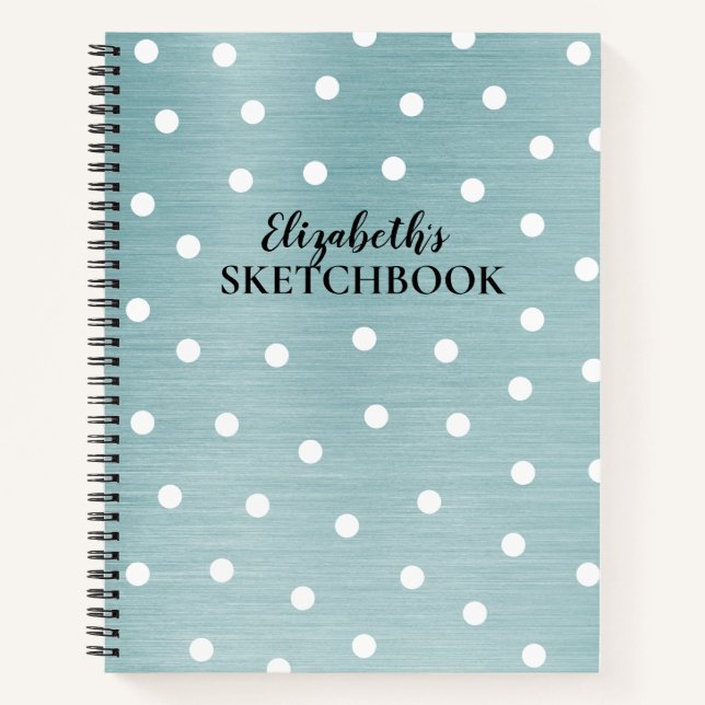 Elegant Monogram Blue Glam Sketchbook Notebook (Front)
