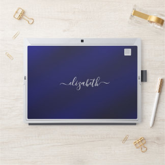 Elegant monogram blue luxury foil Laptop skin