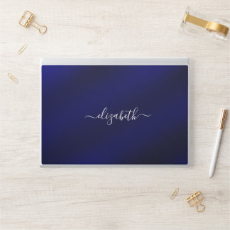 Elegant monogram blue luxury foil Laptop skin
