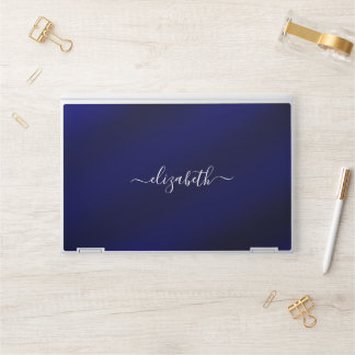 Elegant monogram blue luxury foil Laptop skin