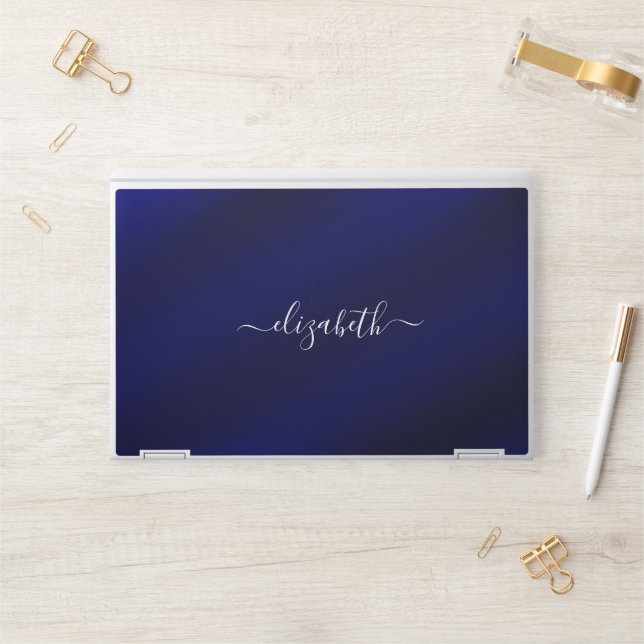 Elegant monogram blue luxury foil Laptop skin (Desk)