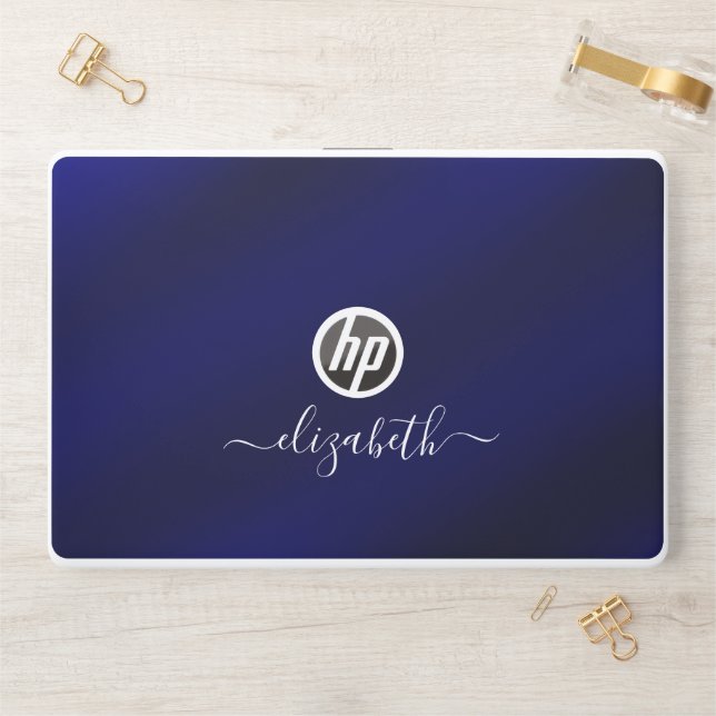 Elegant monogram blue luxury foil Laptop skin (Desk)
