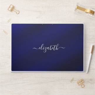 Elegant monogram blue luxury foil Laptop skin